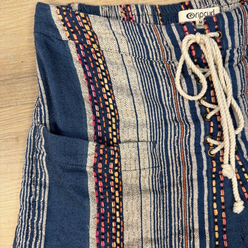 Rip Curl Blue and White High Waist Shorts - Picture 2 of 6